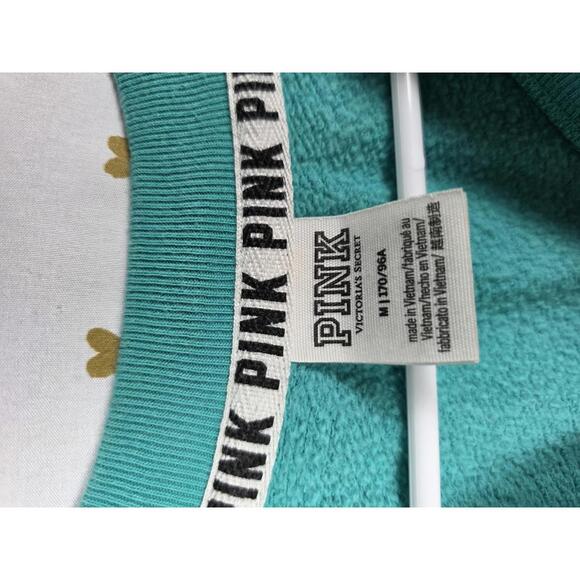 Victorias Secret Pink Crew Neck Oversized CREST Sweater MEDIUM Aqua - Picture 5 of 5